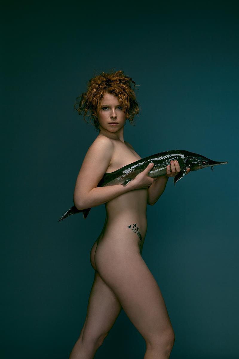 Fishlove: Jessie Buckley with sturgeon, Jillian Edelstein, 2016-2017