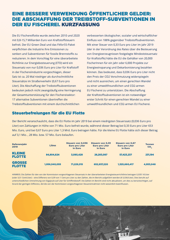 Eine Bessere Verwendung Öffentlicher Gelder: Die Abschaffung Der Treibstoff-Subventionen In Der Eu Fischerei. Kurzfassung
