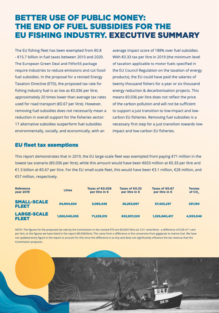 Better Use of Public Money: the End of Fuel Subsidies for the EU Fishing Industry - executive summary