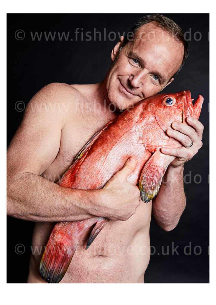 Clark Gregg: Celebrities and actors pose with fish in a courageous call on EU governments for bold action to #EndOverfishing in Europe's waters by 2020. © Fishlove/Alan Gelati.