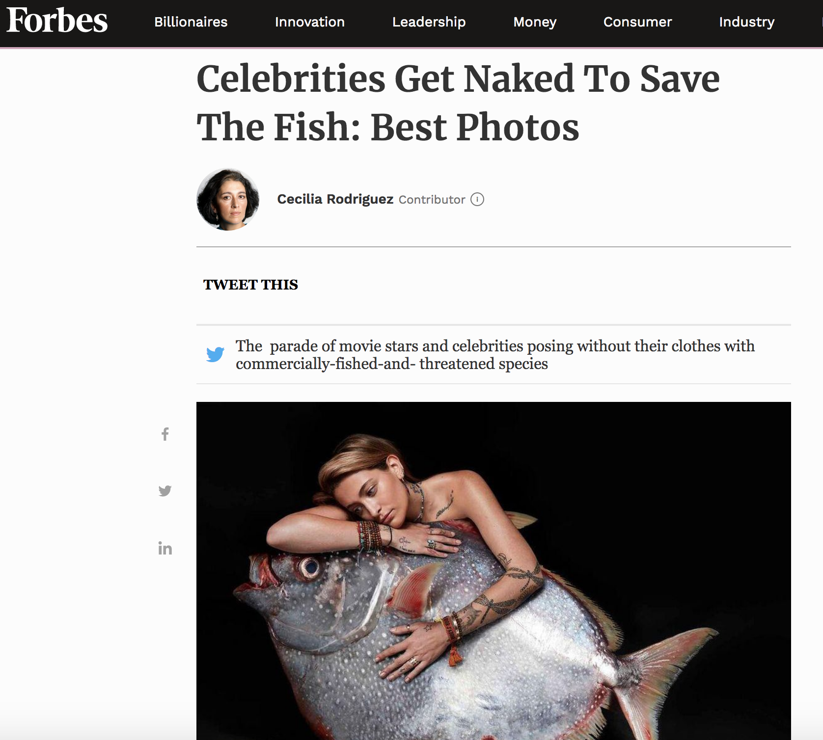Celebrities Get Naked To Save The Fish: Best Photos