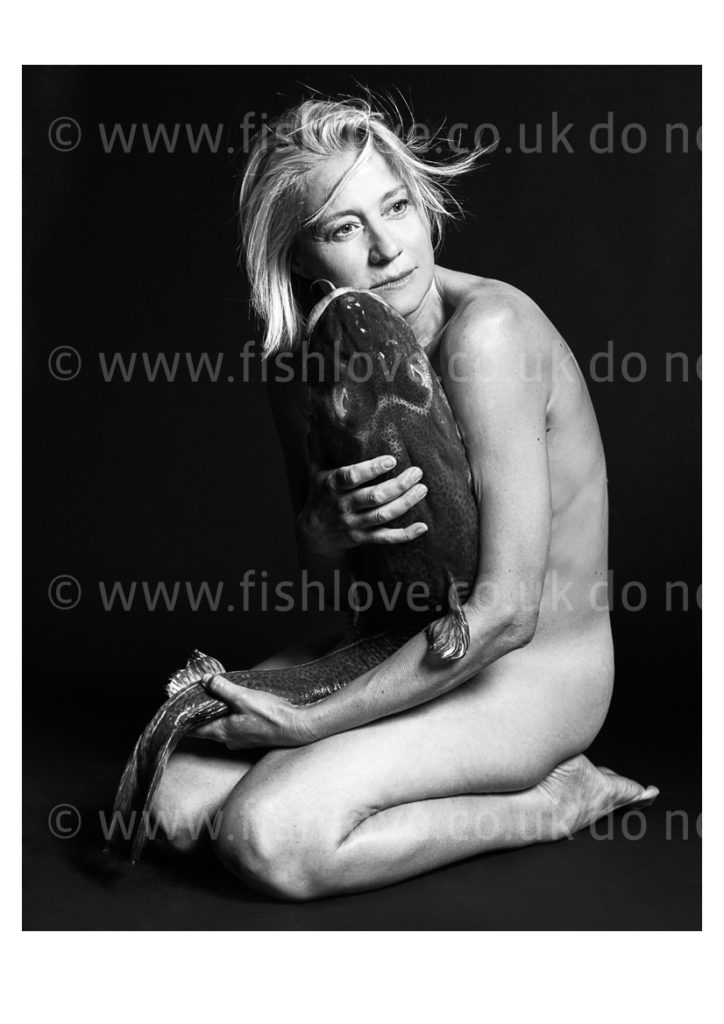 Trine Dyrhold: Celebrities and actors pose with fish in a courageous call on EU governments for bold action to #EndOverfishing in Europe's waters by 2020. © Fishlove/Alan Gelati.