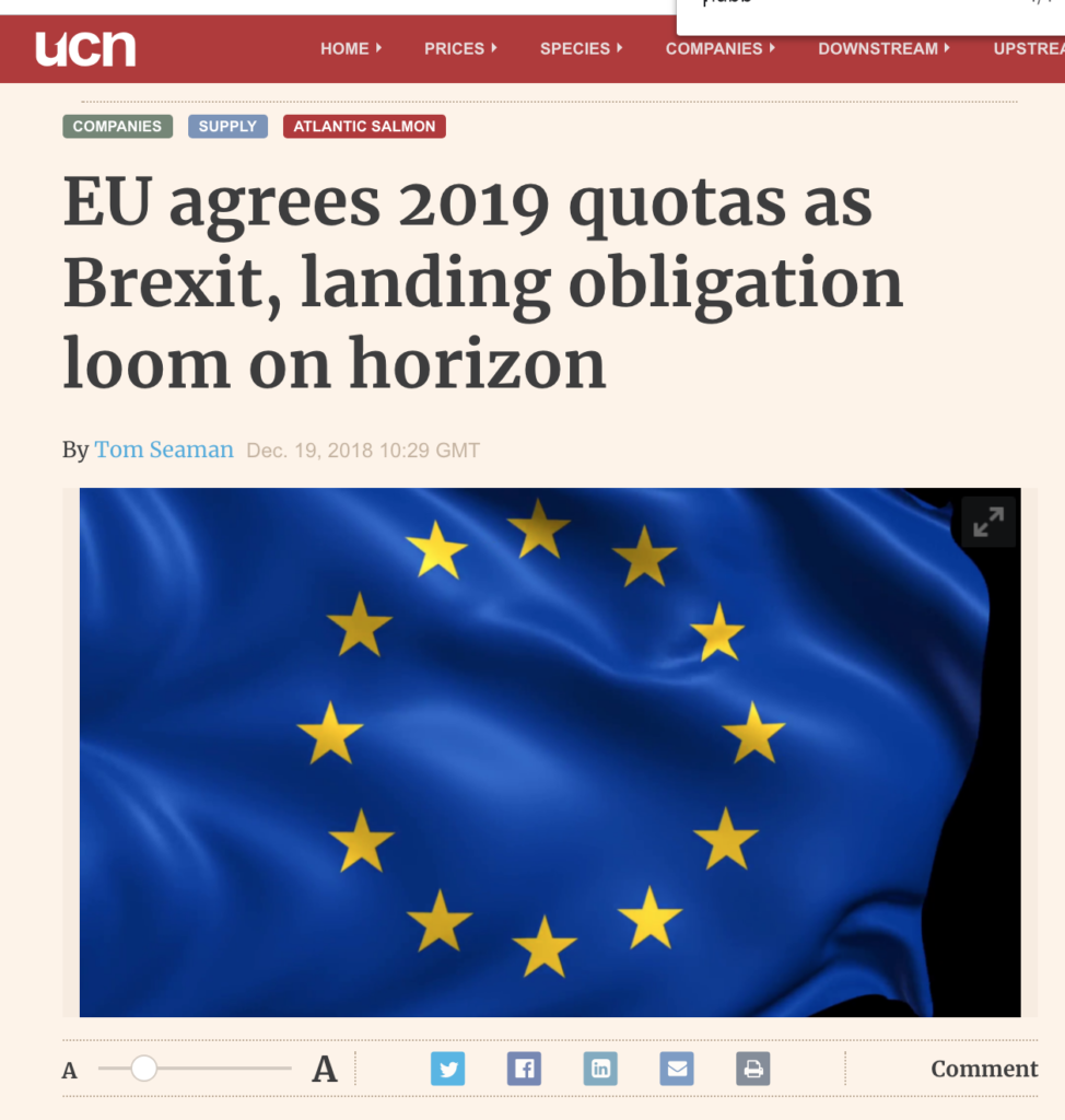 Undercurrent: EU agrees 2019 quotas as Brexit, landing obligation loom on horizon