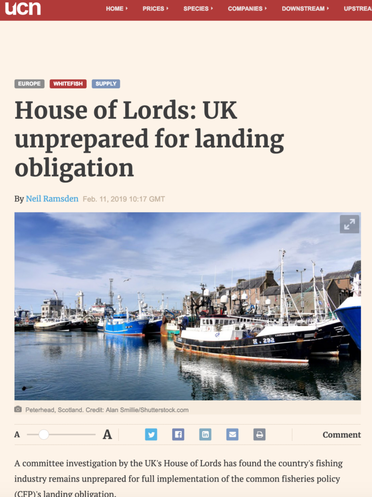House of Lords: UK unprepared for landing obligation
