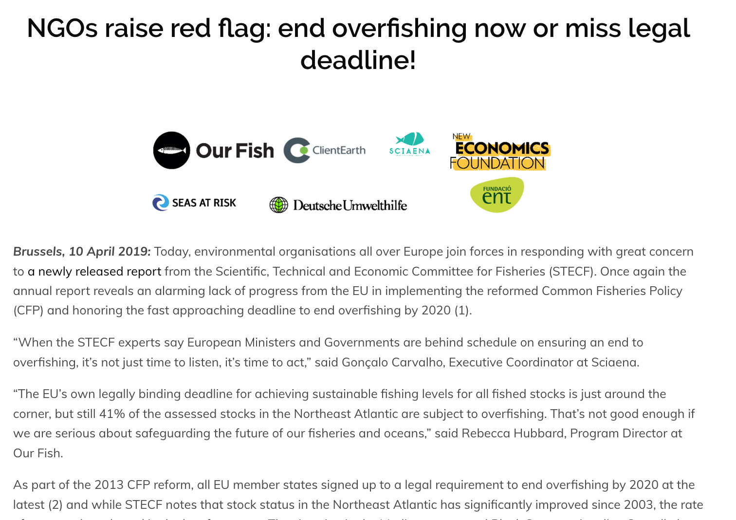 NGOs raise red flag: end overfishing now or miss legal deadline!