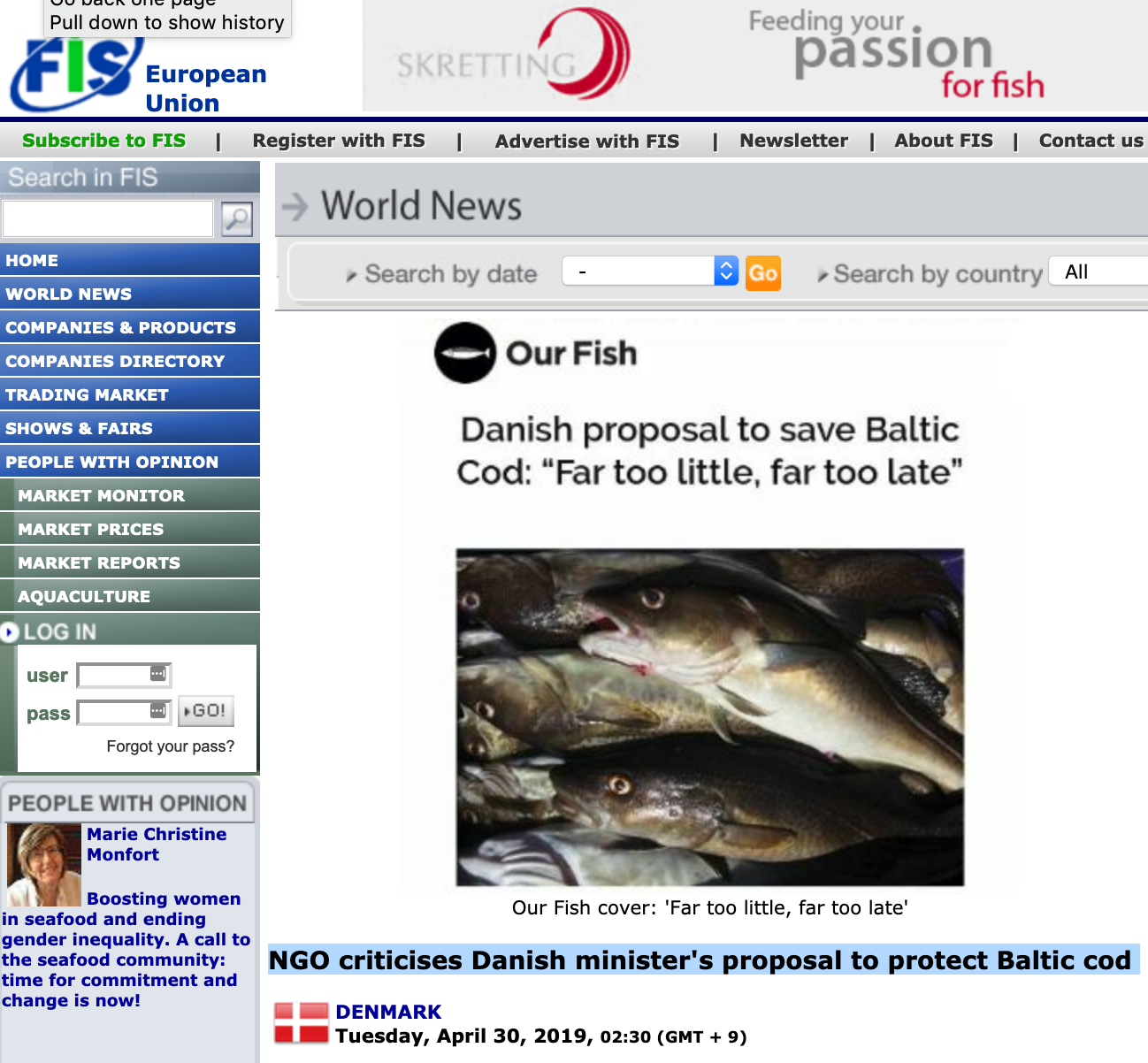 NGO criticises Danish minister's proposal to protect Baltic cod