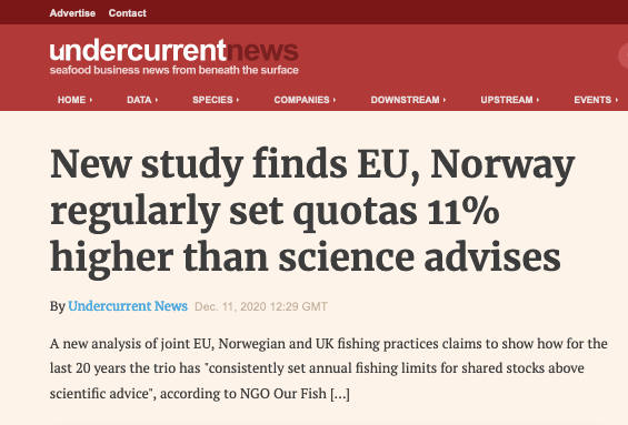 New study finds EU, Norway regularly set quotas 11% higher than science advises - Undercurrent News