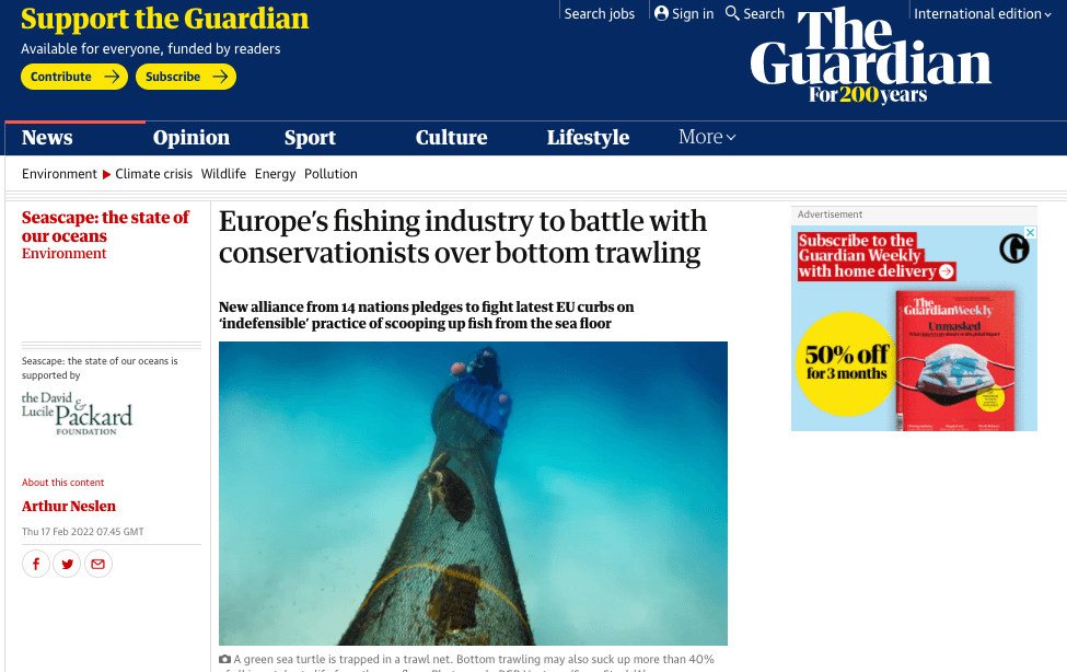 The Guardian: Europe’s fishing industry to battle with conservationists over bottom trawling