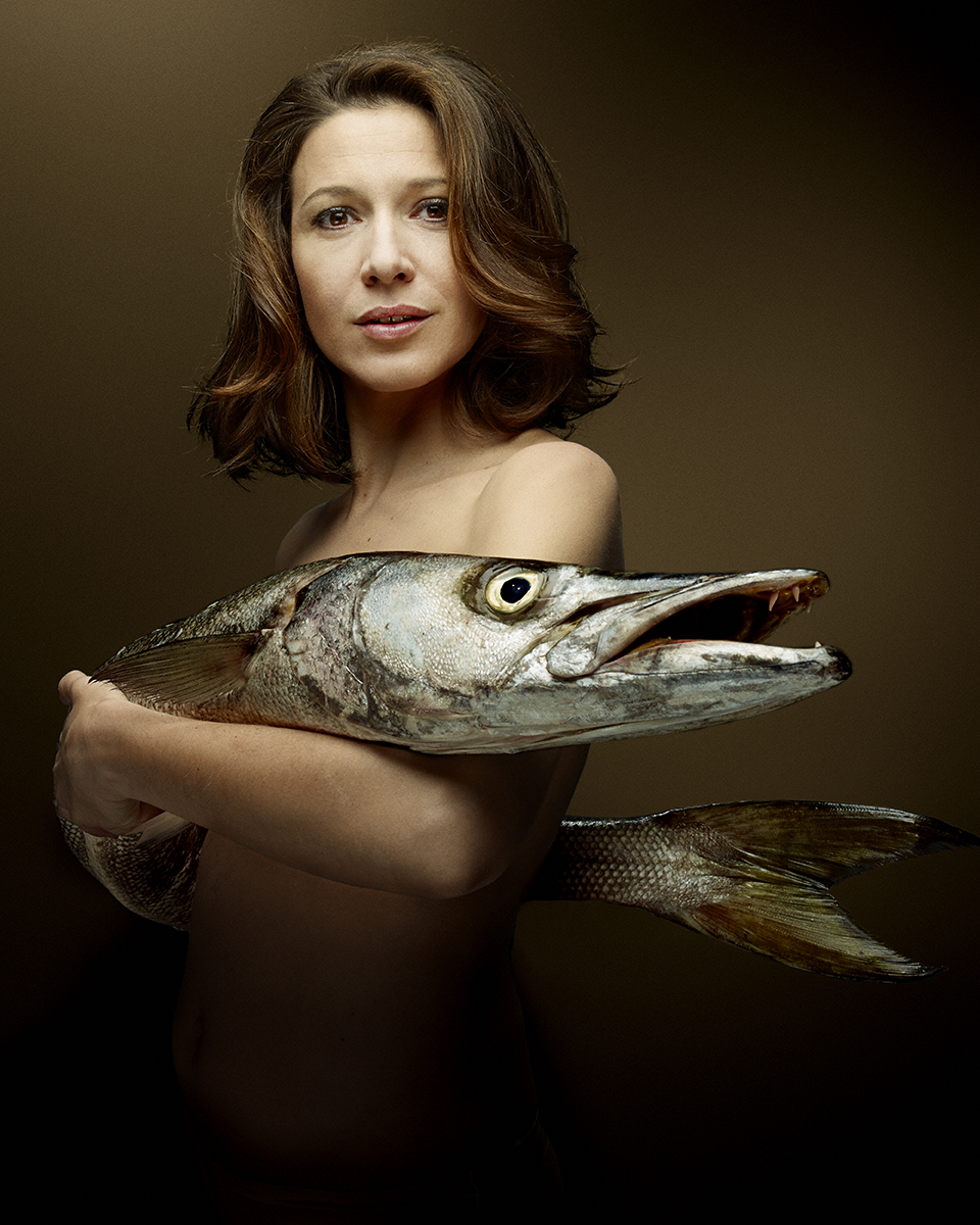 Fishlove: Caroline Ducey with barracuda, Denis Rouvre, 2013